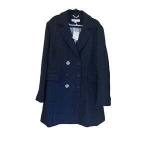 NEW Haute Edition Navy Double Breasted Pea Coat Size 1X Wool Blend Woman